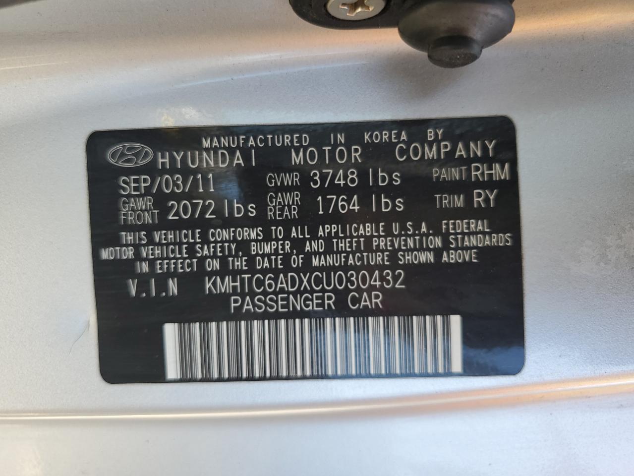 Lot #3224762165 2012 HYUNDAI VELOSTER