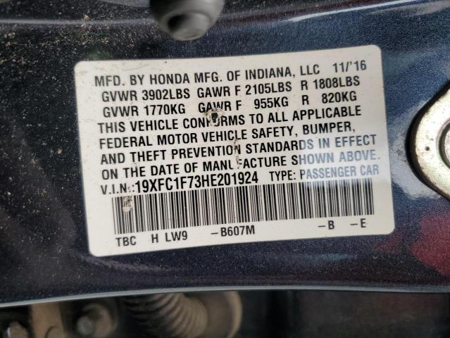 2017 HONDA CIVIC EXL - 19XFC1F73HE201924