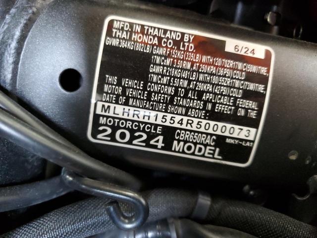2024 HONDA CBR650 R MLHRH1554R5000073