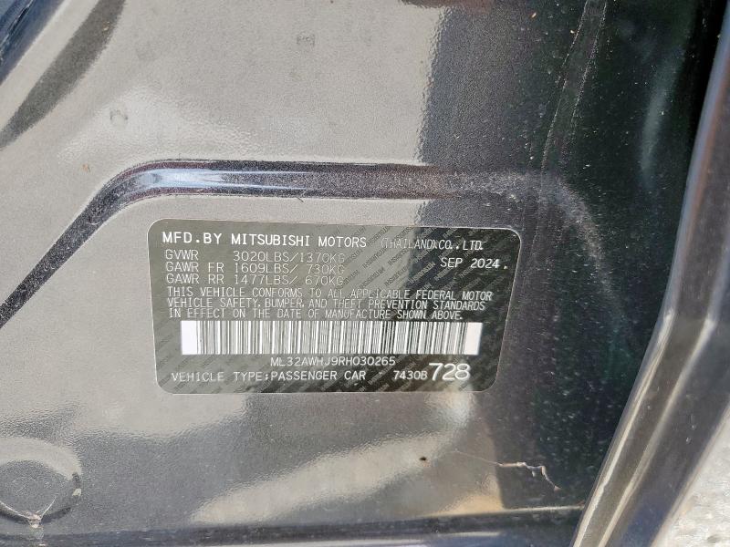 2024 MITSUBISHI MIRAGE SE ML32AWHJ9RH030265