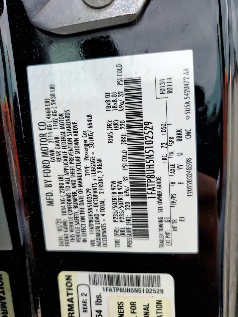 2022 FORD MUSTANG - 1FATP8UH5N5102529