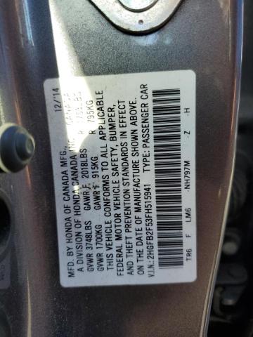 2015 HONDA CIVIC LX 2HGFB2F53FH515941