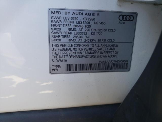 2017 AUDI Q7 PREMIUM PLUS WA1LAAF77HD006669