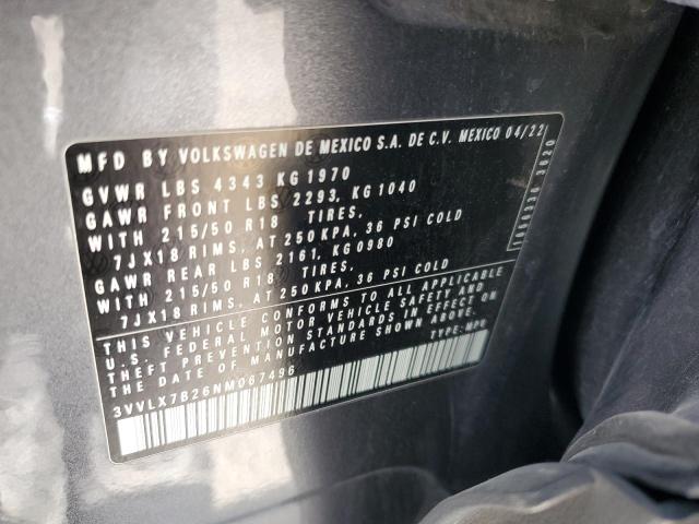 2022 VOLKSWAGEN TAOS SE IQ 3VVLX7B26NM067496