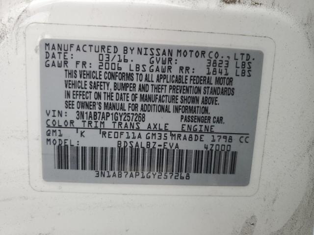 2016 NISSAN SENTRA S 3N1AB7AP1GY257268