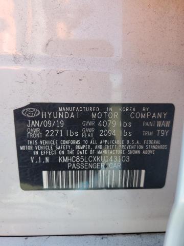 2019 HYUNDAI IONIQ LIMITED KMHC85LCXKU143103