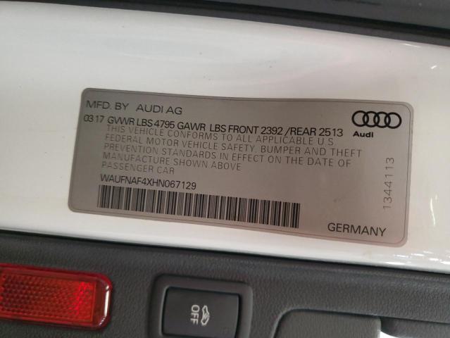 2017 AUDI A4 PRESTIG WAUFNAF4XHN067129
