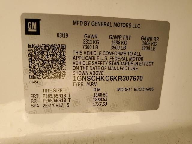 2019 CHEVROLET SUBURBAN C 1GNSCHKC6KR307670