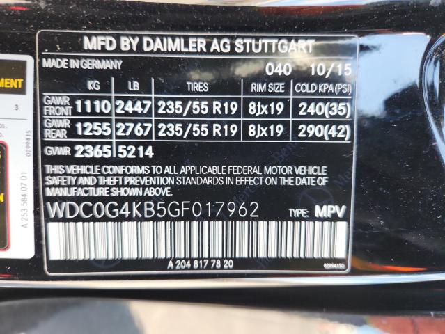 2016 MERCEDES-BENZ GLC 300 4M WDC0G4KB5GF017962