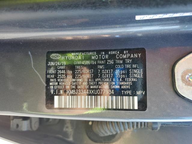 2019 HYUNDAI TUCSON LIM - KM8J33A4XKU077934