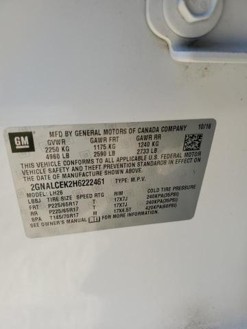2017 CHEVROLET EQUINOX LT 2GNALCEK2H6222461
