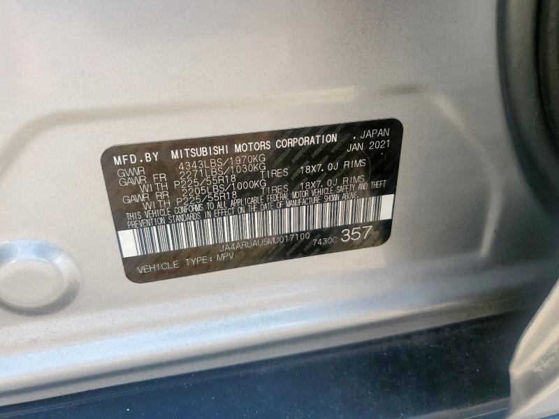 2021 MITSUBISHI OUTLANDER JA4ARUAU5MU017100