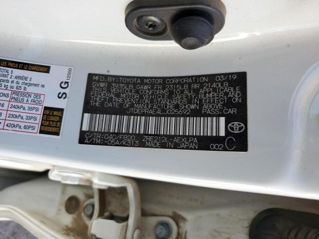 2020 TOYOTA COROLLA LE JTDEPRAE4LJ025692