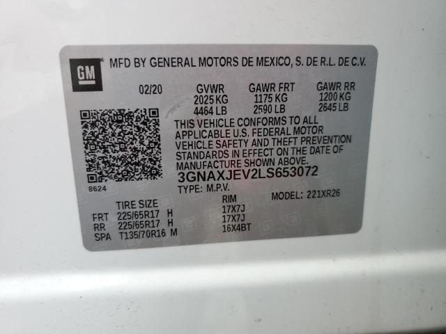 2020 CHEVROLET EQUINOX LT - 3GNAXJEV2LS653072