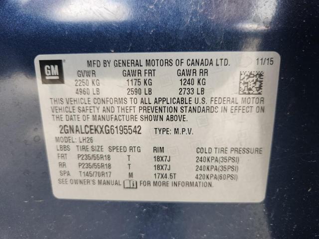 2016 CHEVROLET EQUINOX LT 2GNALCEKXG6195542