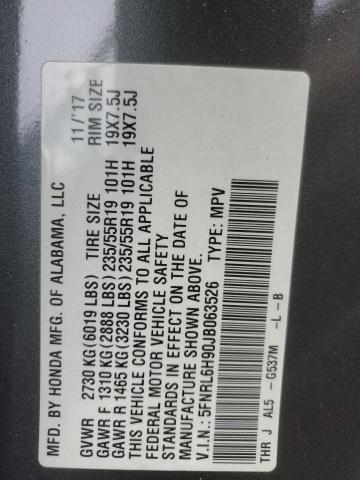 2018 HONDA ODYSSEY EL 5FNRL6H90JB063526