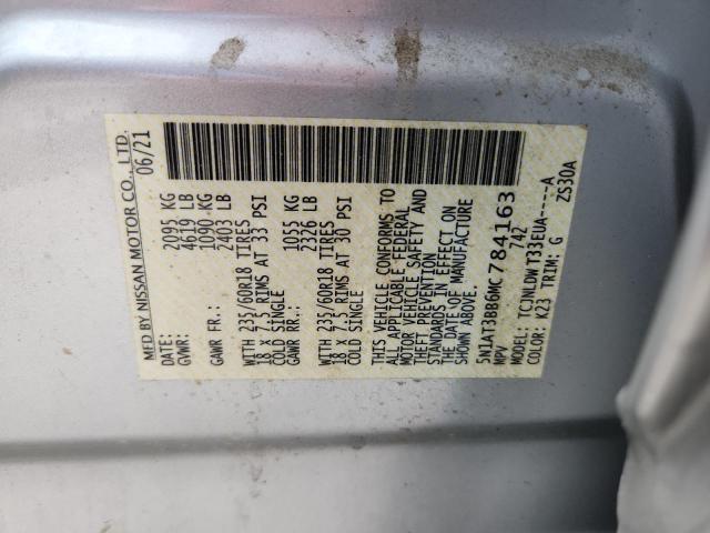 2021 NISSAN ROGUE SV 5N1AT3BB6MC784163
