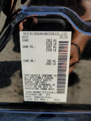 2019 NISSAN ALTIMA S - 1N4BL4BV8KC251081