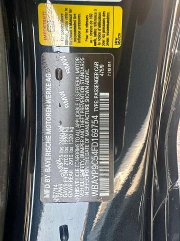 2015 BMW 650 I WBAYP9C54FD169754