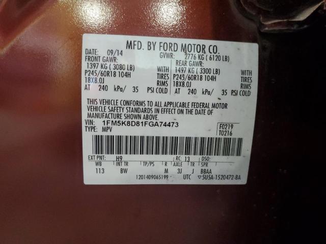 2015 FORD EXPLORER X 1FM5K8D81FGA74473
