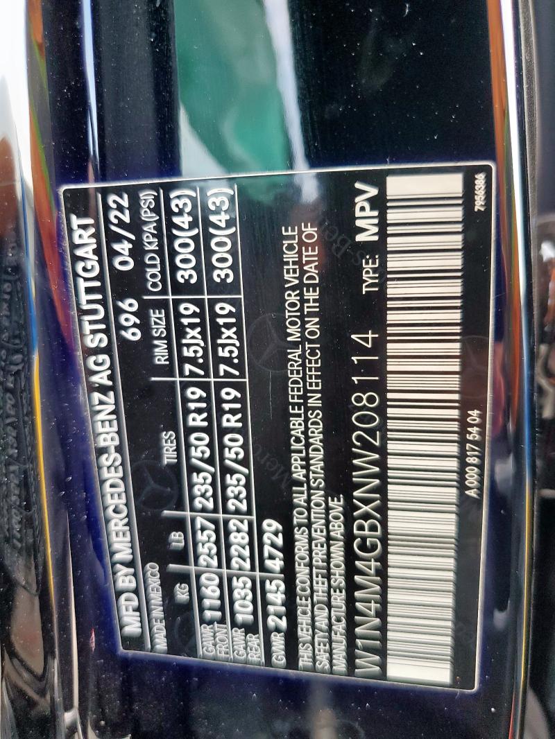 2022 MERCEDES-BENZ GLB 250 W1N4M4GBXNW208114