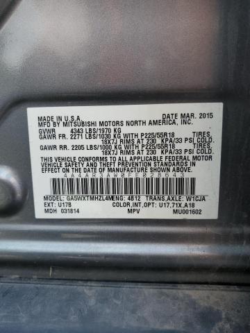 2015 MITSUBISHI OUTLANDER 4A4AR3AW0FE028643