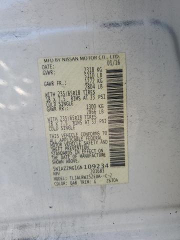 2016 NISSAN MURANO S 5N1AZ2MG1GN109234