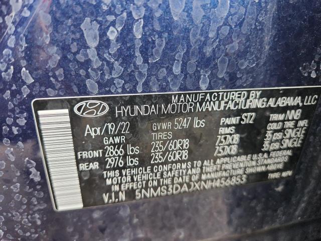 2022 HYUNDAI SANTA FE SEL 5NMS3DAJXNH456853