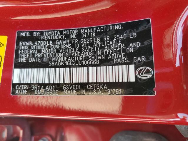 2018 LEXUS ES 350 58ABK1GG2JU106668