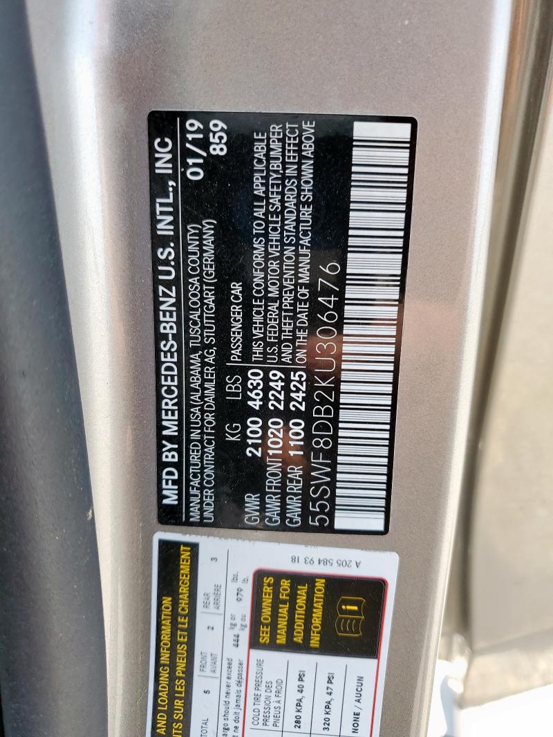 2019 MERCEDES-BENZ C 300 55SWF8DB2KU306476