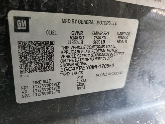 2021 CHEVROLET SILVERADO K2500 HEAVY DUTY LTZ 1GC4YPEY0MF170850