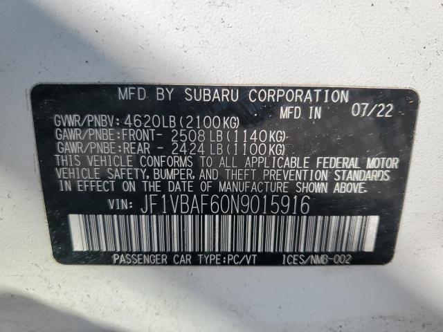 2022 SUBARU WRX PREMIUM JF1VBAF60N9015916