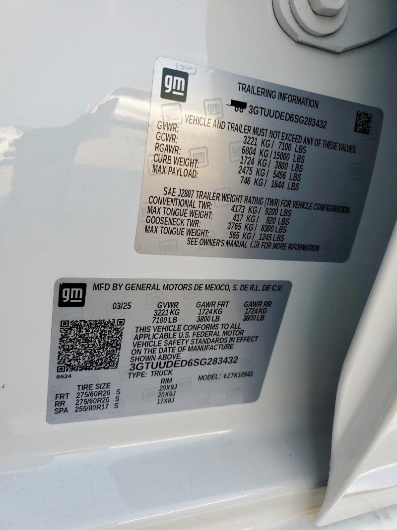 2025 GMC SIERRA K1500 SLT 3GTUUDED6SG283432