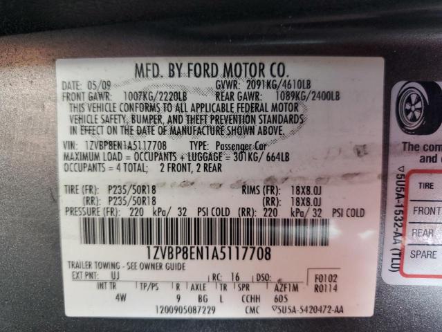 2010 FORD MUSTANG - 1ZVBP8EN1A5117708