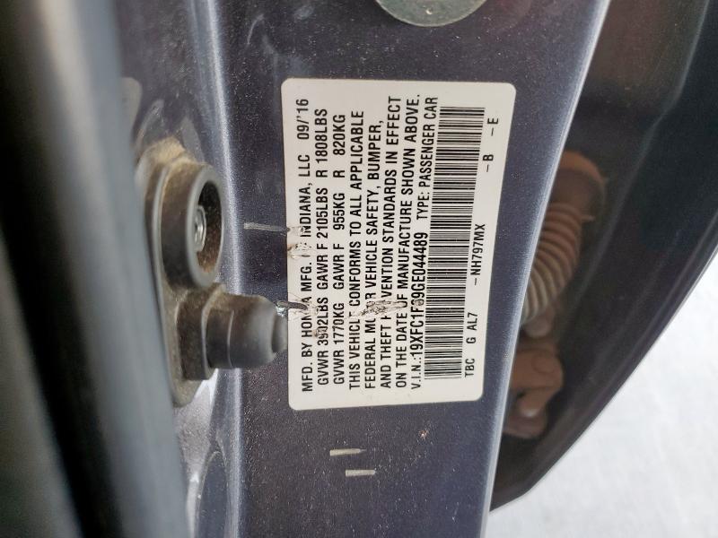 2016 HONDA CIVIC EX 19XFC1F39GE044489
