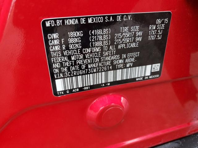 2016 HONDA HR-V EXL 3CZRU6H73GM722614