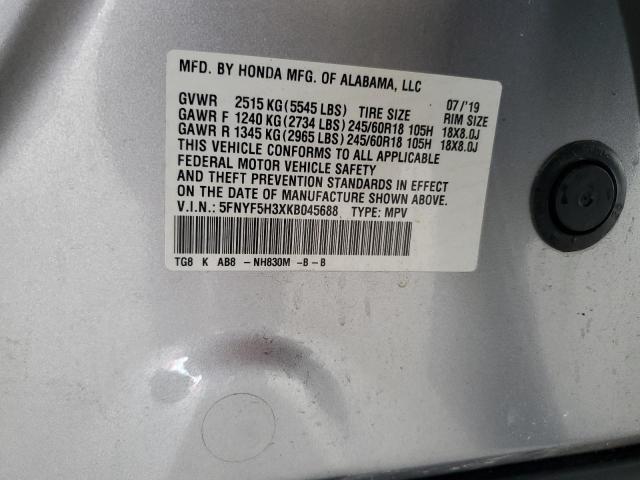 2019 HONDA PILOT EX 5FNYF5H3XKB045688