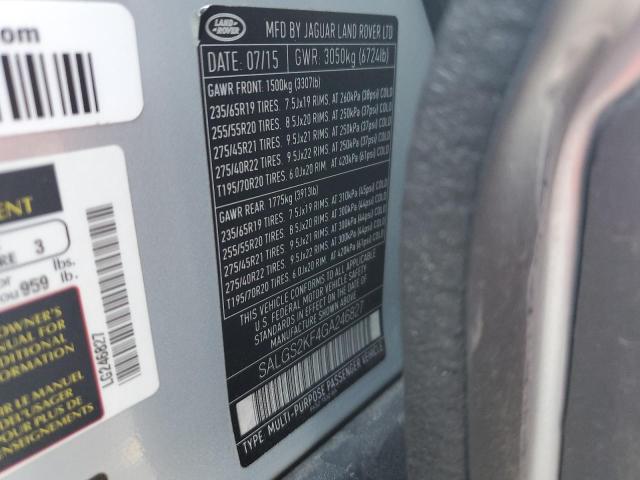 2016 LAND ROVER RANGE ROVE SALGS2KF4GA246827