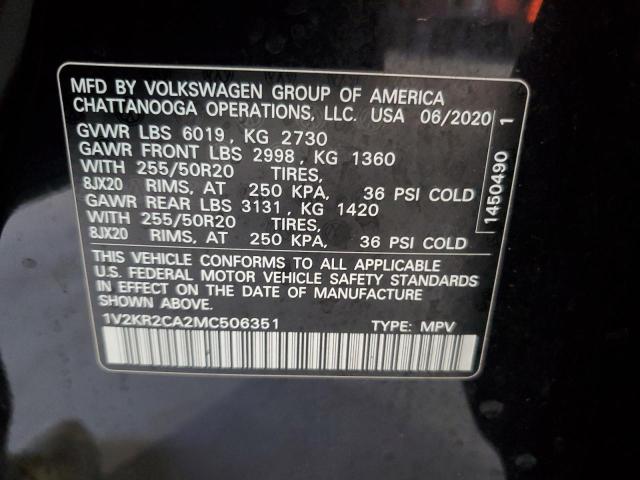2021 VOLKSWAGEN ATLAS SE 1V2KR2CA2MC506351
