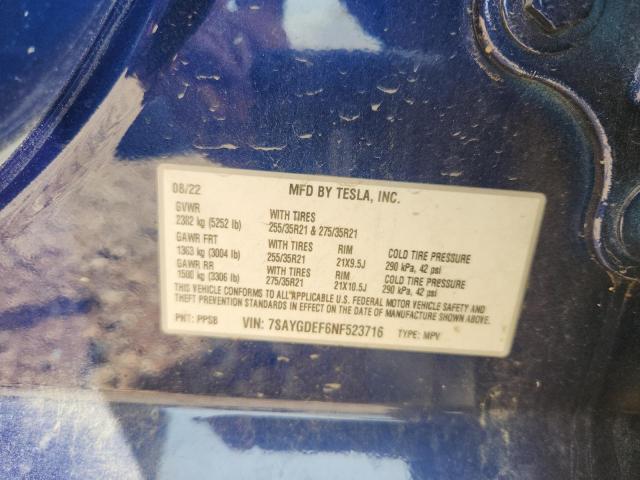 2022 TESLA MODEL Y 7SAYGDEF6NF523716