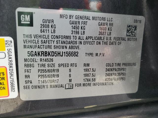 2017 BUICK ENCLAVE 5GAKRBKD5HJ156682