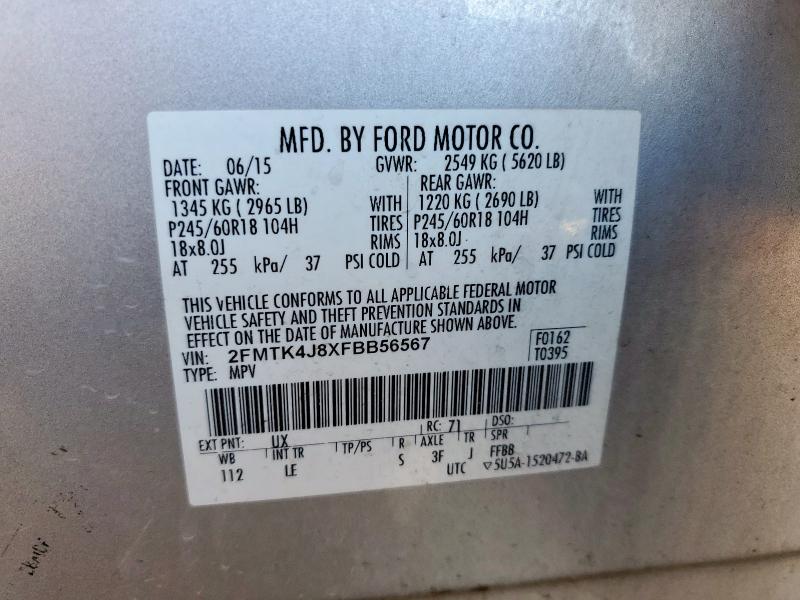 2015 FORD EDGE SEL 2FMTK4J8XFBB56567