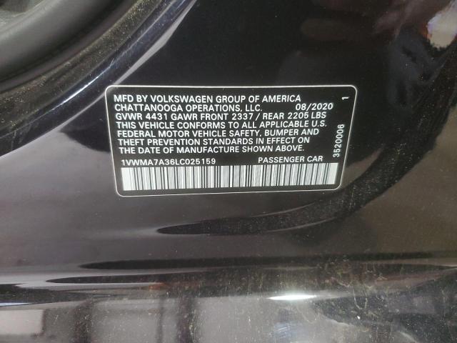 2020 VOLKSWAGEN PASSAT R-L 1VWMA7A36LC025159