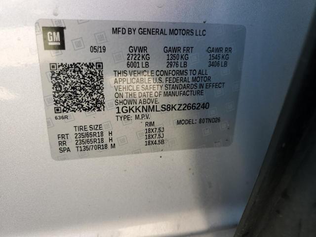 2019 GMC ACADIA SLT 1GKKNMLS8KZ266240