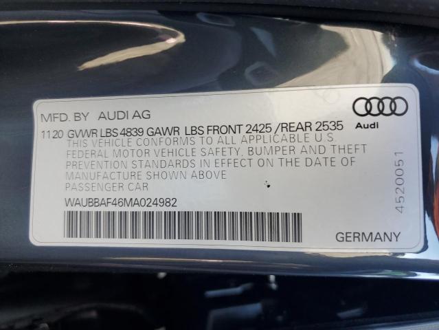 2021 AUDI A4 PREMIUM PLUS 40 WAUBBAF46MA024982