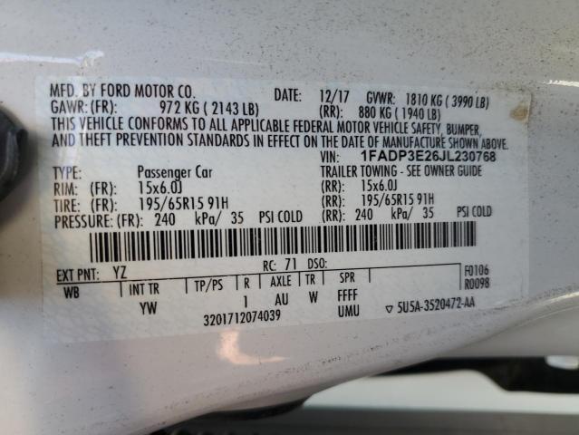 2018 FORD FOCUS S - 1FADP3E26JL230768