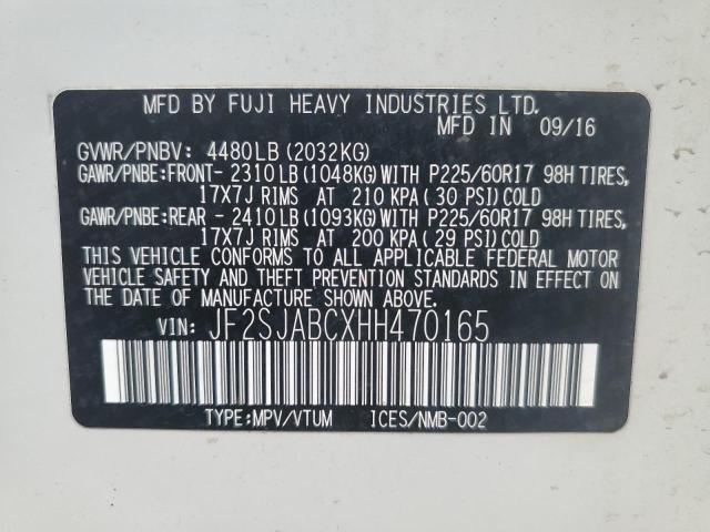 2017 SUBARU FORESTER 2 JF2SJABCXHH470165