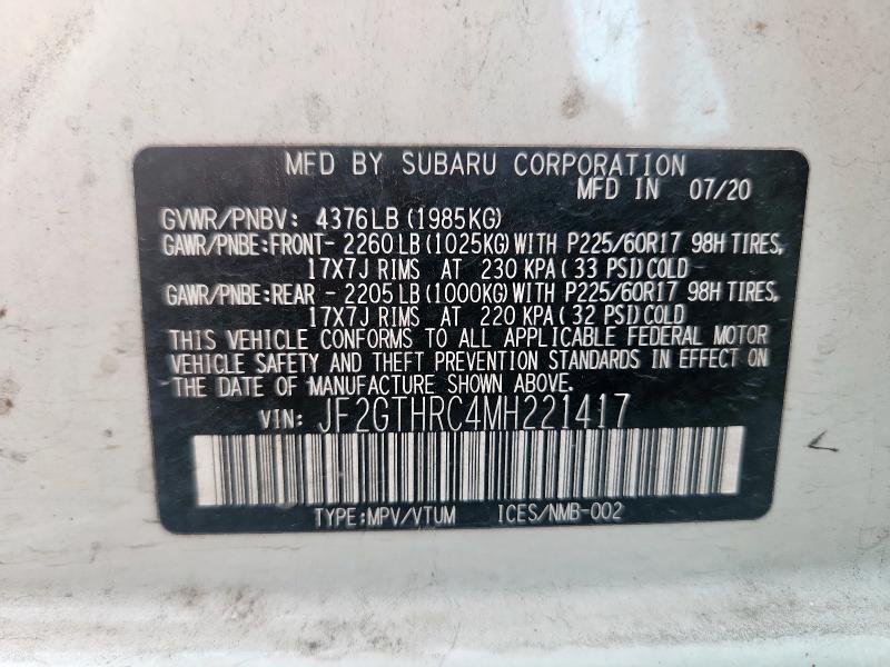 2021 SUBARU CROSSTREK JF2GTHRC4MH221417