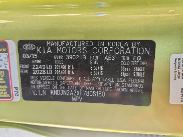 2015 KIA SOUL KNDJN2A2XF7808180