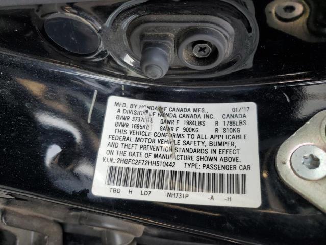 2017 HONDA CIVIC EX - 2HGFC2F72HH510442